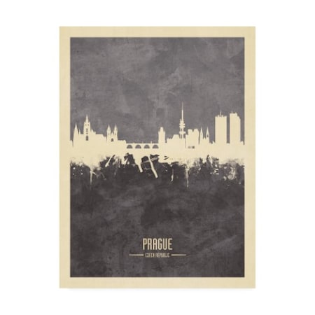 Michael Tompsett 'Prague (Praha) Czech Republic Skyline Gray' Canvas Art,35x47